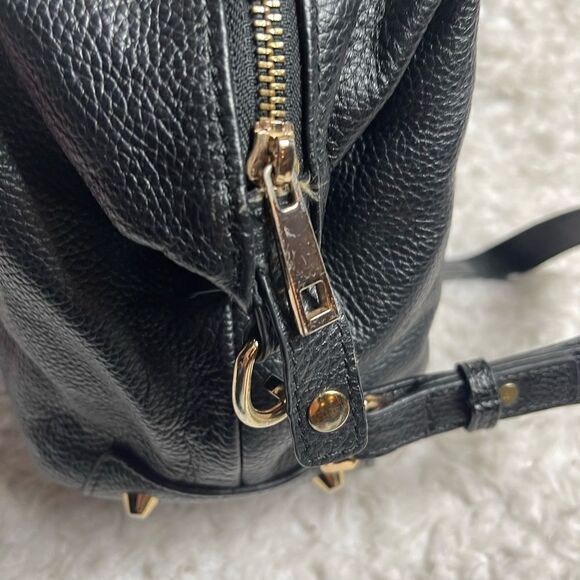 Ora Delphine Black  Pebbled Leather Satchel /Shoulder Bag gold tone hardwares. - Picture 7 of 12